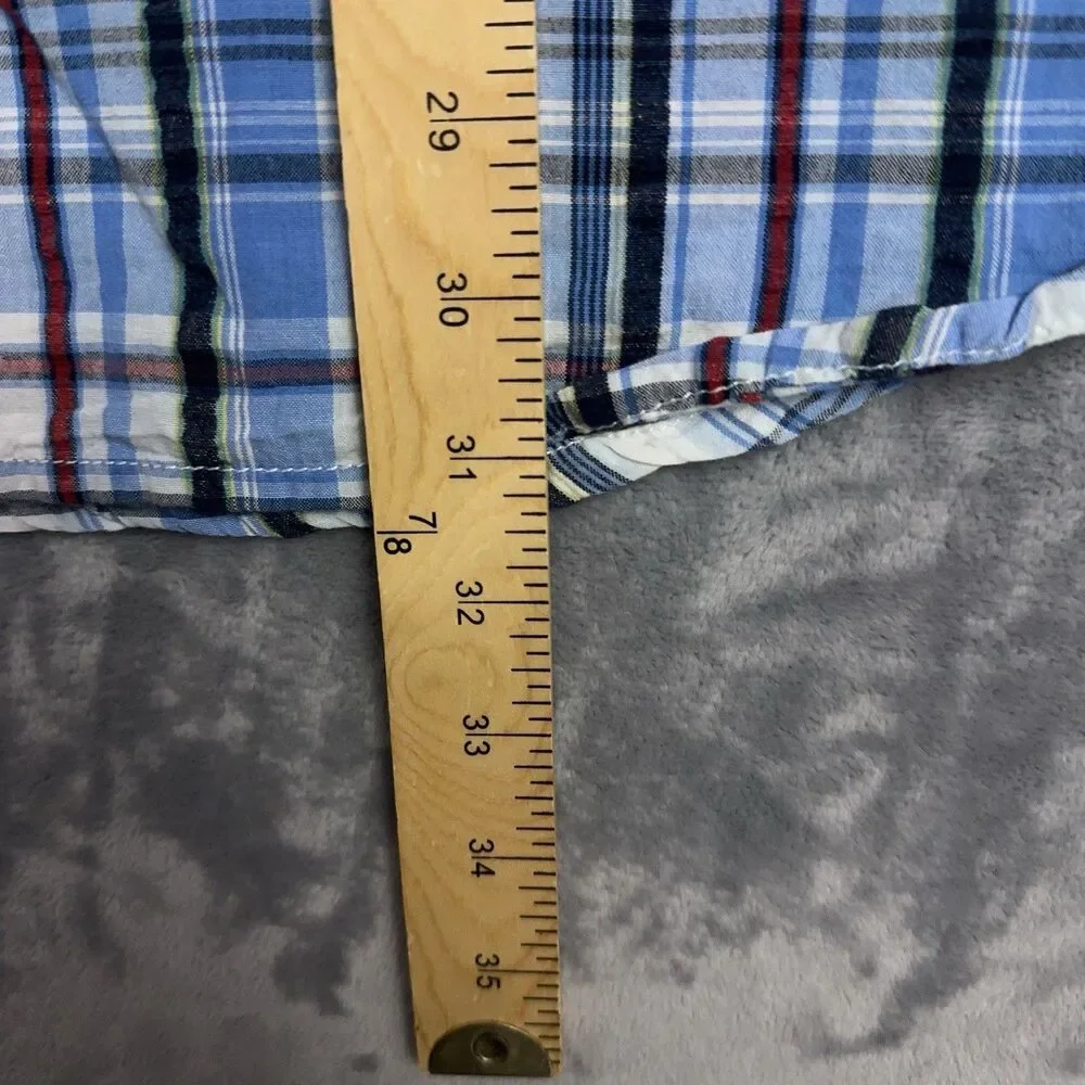 Gramicci Shirt Mens Size XXL Blue Plaid Vented Short Sleeve Button Up Hiking